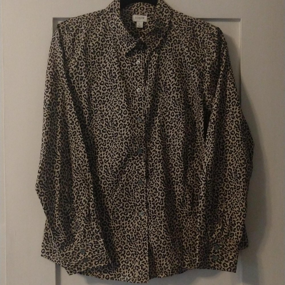 J. Crew Leopard Print Button Down Shirt - Size L